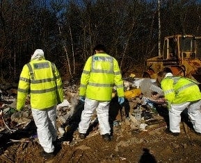Environment Agency officers investigate a suspected waste crime